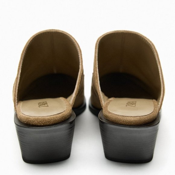 NWT Brown Suede Pointed Toe Cowboy Mules, 9 - Picture 10 of 10